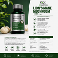 LIONS MANE VEGAN CAPSULES 4200MG MUSHROOM SUPPLEMENT 60x Organic Lion's Mane