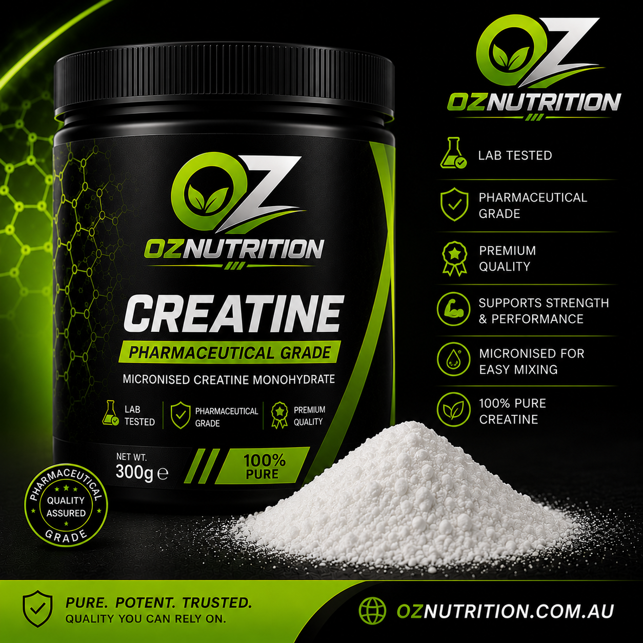 CREATINE MONOHYDRATE PURE 300g WORKOUT ENHANCER MUSCLE SUPPLEMENT